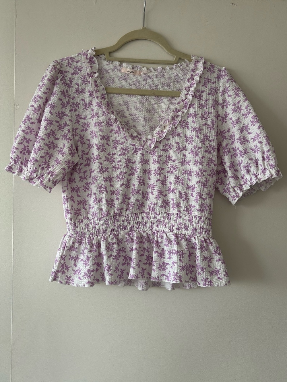 Mi Ami Lilac Floral Ruffle Peplum Top